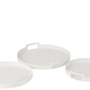 J-Line plateau Rond – metaal/polyresin – wit – 3 stuks J-Line plateau Rond – metaal/polyresin – wit – 3 stuks