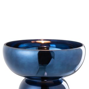 J-Line windlicht Op Voet Afgerond – glas – blauw – Ø 23 cm