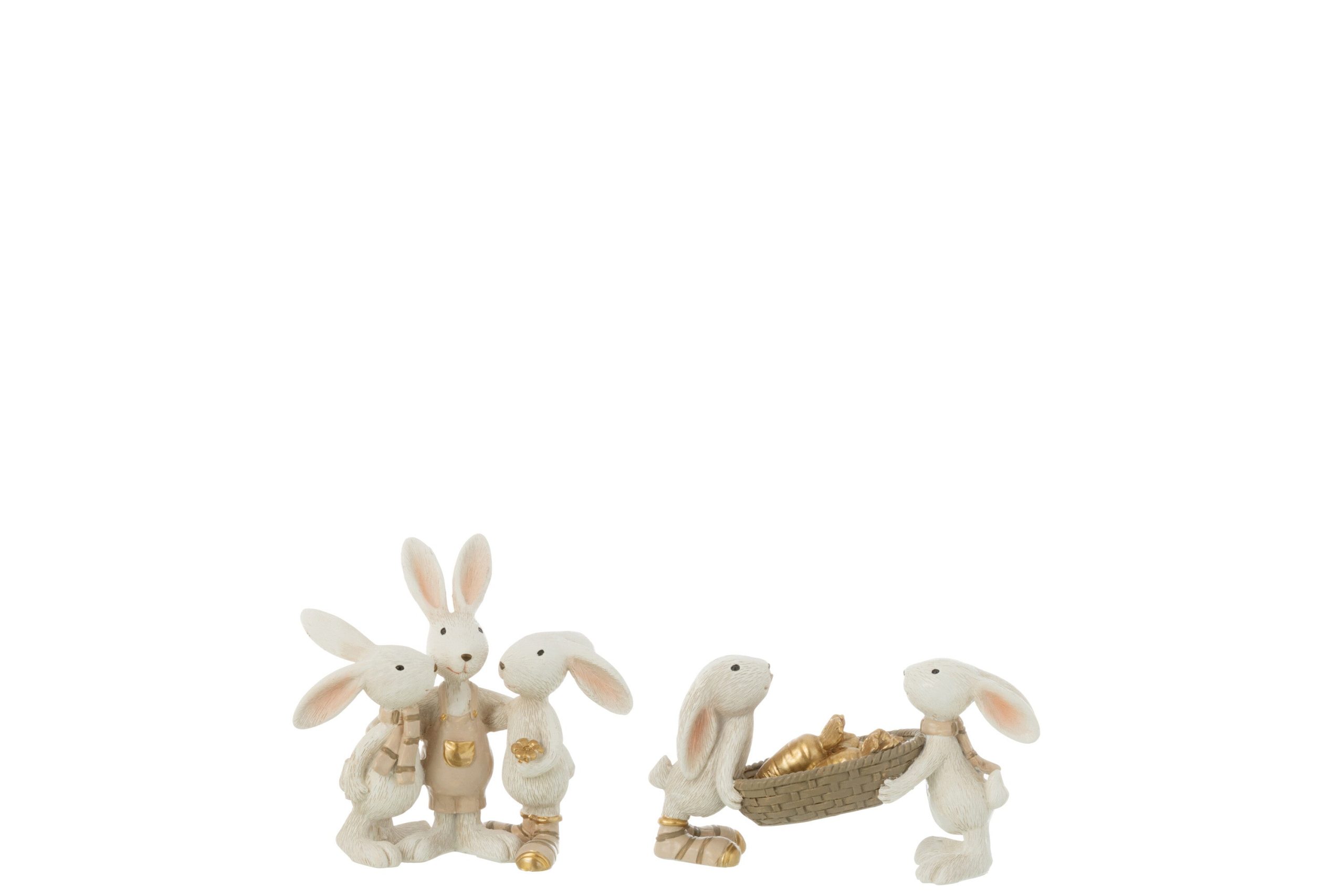 J-Line figuur Konijn Wortels + Knuffel - polyresin - mix - 2 stuks