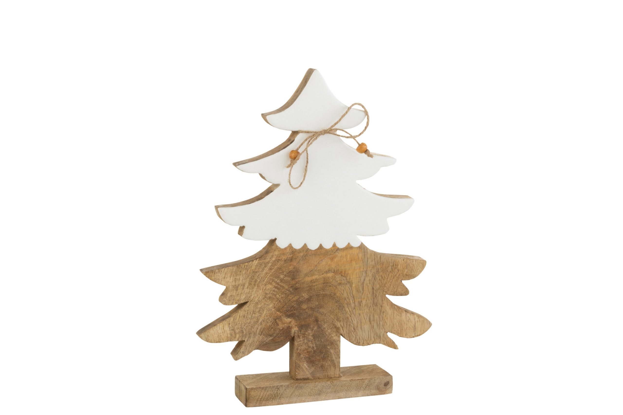 J-Line decoratie Kerstboom Touw - hout - wit/naturel - large
