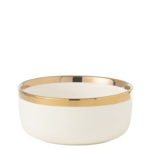 J-Line kom – keramiek – wit/goud J-Line kom – keramiek – wit/goud