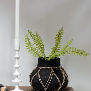J-Line bloempot Marie – zeegras – zwart – Ø 21 cm J-Line bloempot Marie – zeegras – zwart – Ø 21 cm