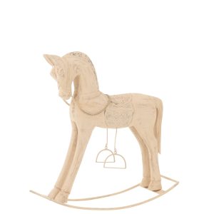 J-Line decoratie Schommelpaard Topo – hout/metaal – naturel – small