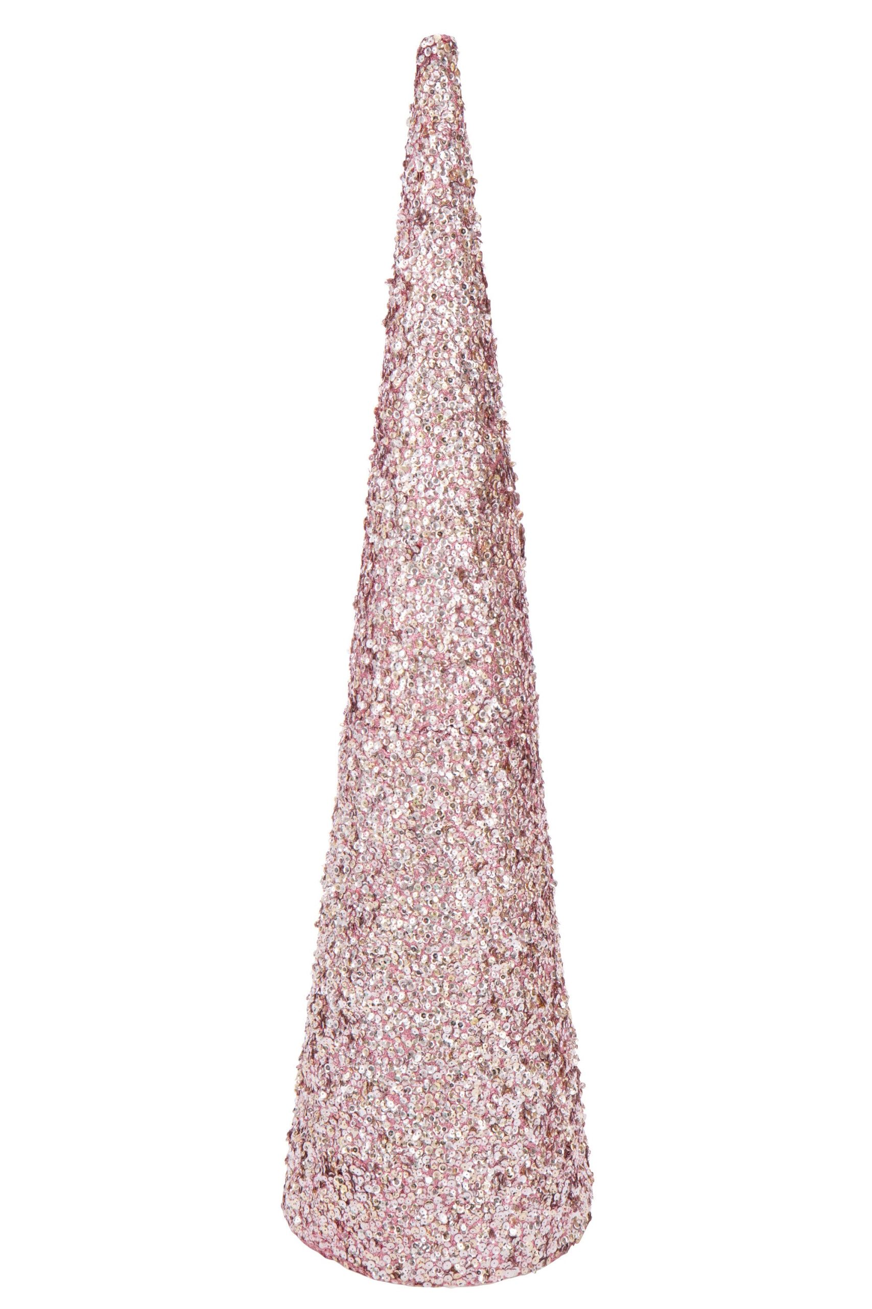 J-Line decoratie Kegel Pailletten Schuim - kunststof - roze - large