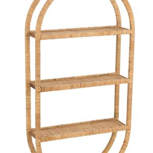 J-Line wandrek Ovaal 3 planken Plooibaar – rotan – naturel