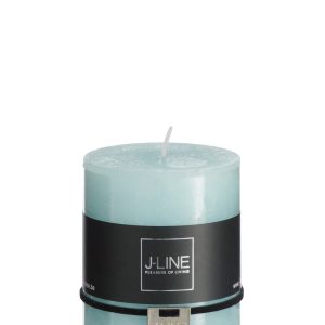 J-Line cilinderkaars – aqua – medium – 39U – 6 stuks
