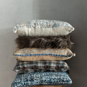 J-Line kussen Tweed – acryl/katoen – blauw/wit J-Line kussen Tweed – acryl/katoen – blauw/wit