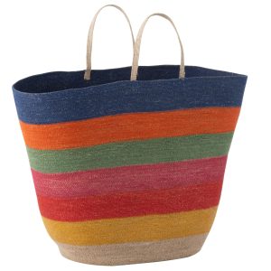 J-Line tas/mand Regenboog Strepen – zeegras – mix