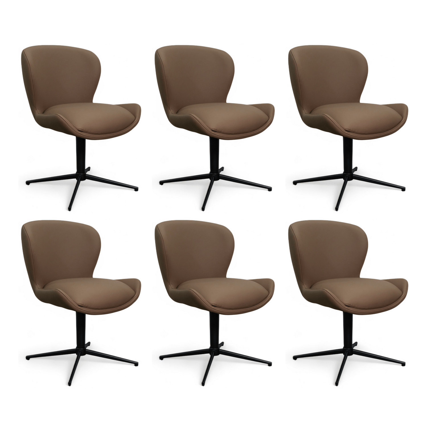 Furnhouse eetkamerstoel Nicklas - Taupe - Leer - Set van 6