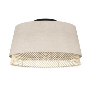 EGLO plafondlamp Tabley – e27 – ø 38 cm – natuur/bruin/zwart – textiel EGLO plafondlamp Tabley – e27 – ø 38 cm – natuur/bruin/zwart – textiel