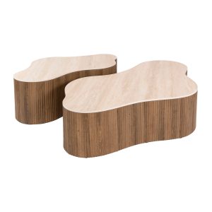 Giga Living Salontafel Ceramo Grande – Organisch Travertin – Set Van 2 Giga Living Salontafel Ceramo Grande – Organisch Travertin – Set Van 2