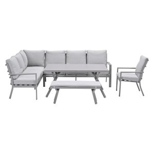 Garden Impressions lounge dining set Senja valley sand – 5-delig – lin