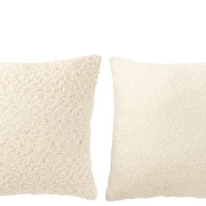 J-Line kussen Vierkant los/dicht Weven – katoen – creme – 2 stuks J-Line kussen Vierkant los/dicht Weven – katoen – creme – 2 stuks