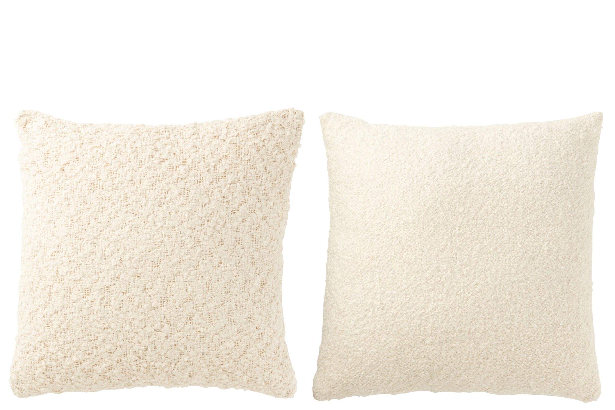 J-Line kussen Vierkant los/dicht Weven - katoen - creme - 2 stuks