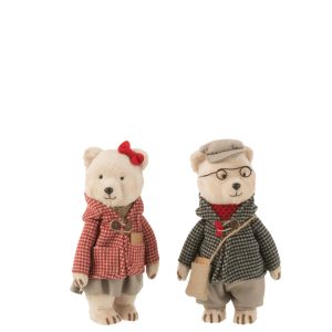 J-Line figuur Beer Staand Jongen/Meisje – textiel – grijs/rood – small
