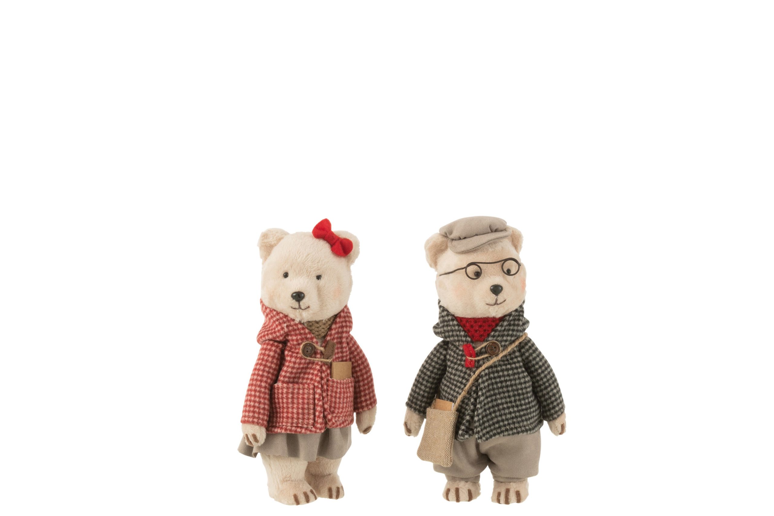 J-Line figuur Beer Staand Jongen/Meisje - textiel - grijs/rood - small