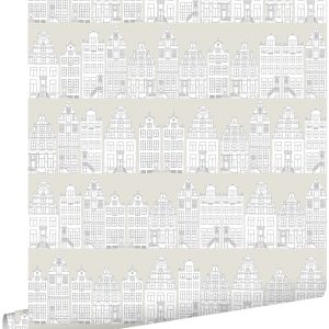 ESTAhome behang getekende Amsterdamse grachtenhuisjes lichtgrijs – 53 ESTAhome behang getekende Amsterdamse grachtenhuisjes lichtgrijs – 53