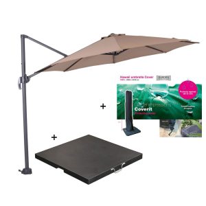 Garden Impressions zweefparasol Hawaii S taupe Ø300 cm incl 80 kg voet Garden Impressions zweefparasol Hawaii S taupe Ø300 cm incl 80 kg voet