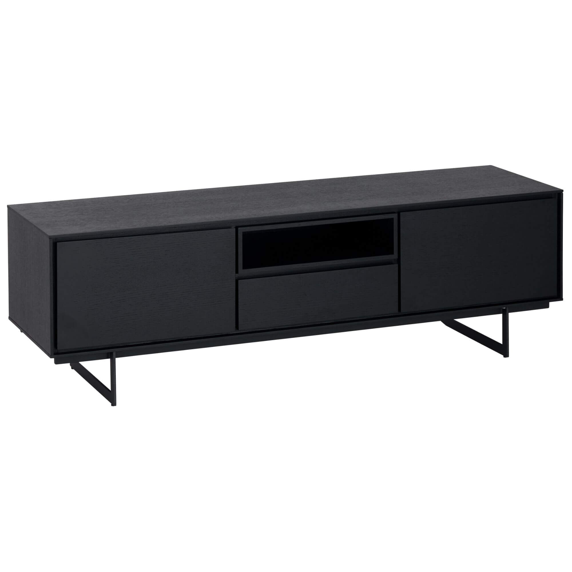 Furnhouse tv-meubel Tokyo - Zwart - MDF, zwart eikenfineer - 45x160x50