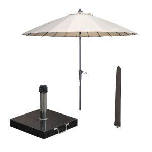 Garden Impressions stokparasol Manilla ecru Ø250 cm met Cosmo voet en Garden Impressions stokparasol Manilla ecru Ø250 cm met Cosmo voet en