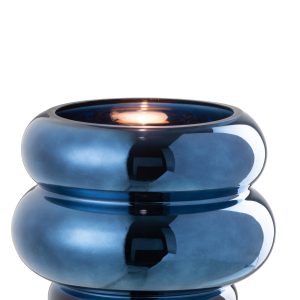 J-Line theelichthouder/vaas Cléa – glas – blauw – Ø 20 cm