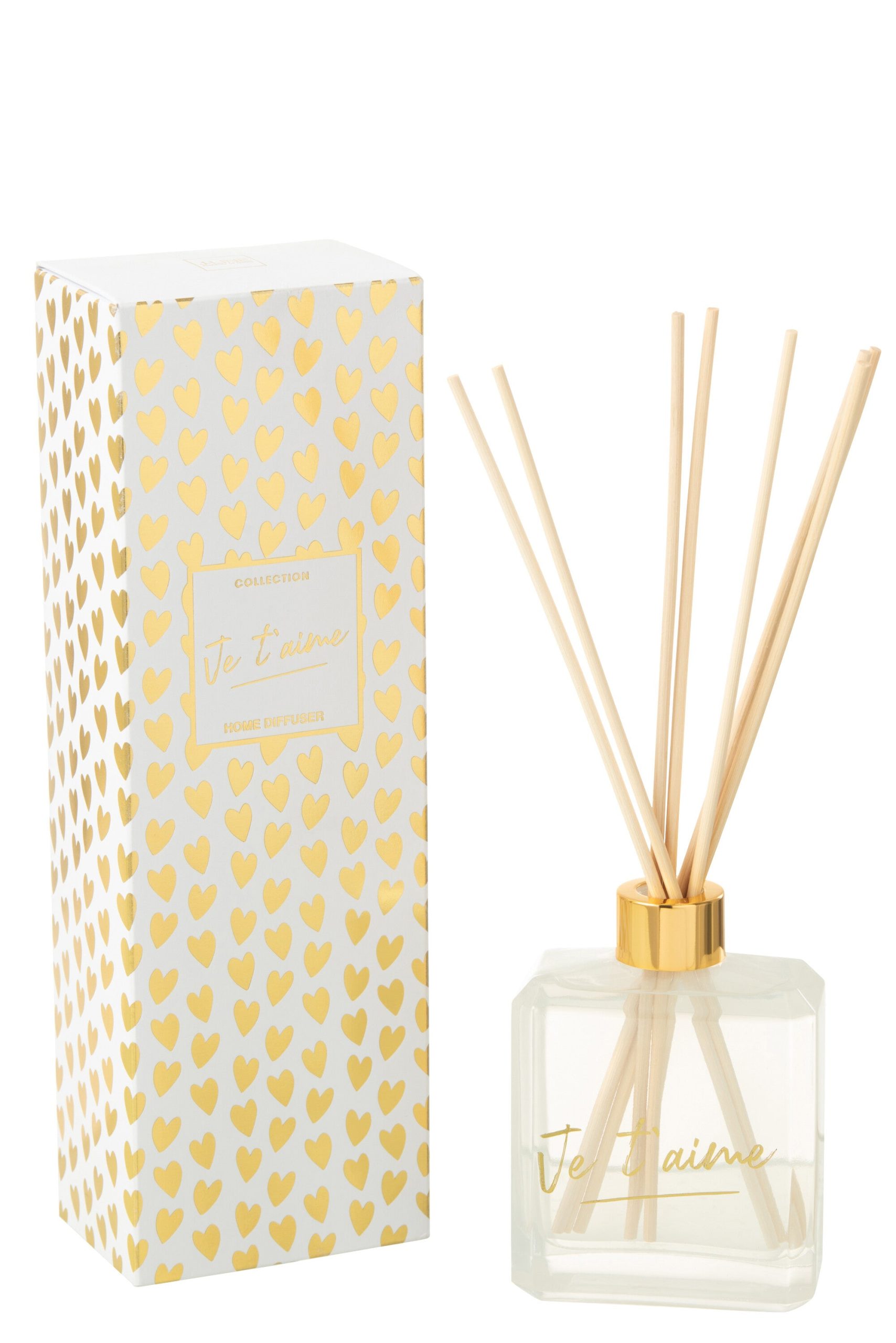 J-Line geurstokjes Je T'aime - Ginger Woord - glas - goud