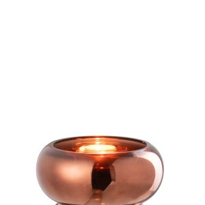 J-Line theelichthouder/vaas Julia – glas – bruin – Ø 15.5 cm