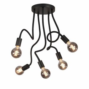 Highlight plafondlamp Flex – 5 lichts – 20 x 50 cm – zwart