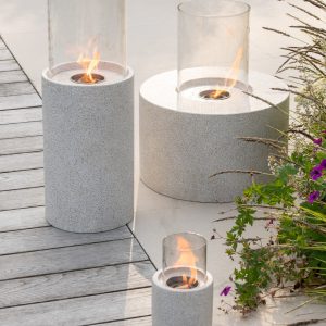 J-Line tafelhaard Bio-Ethanol Rond – cement – grijs