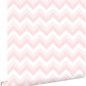 ESTAhome behang zigzag motief zacht roze en wit – 53 cm x 10.05 m – 12 ESTAhome behang zigzag motief zacht roze en wit – 53 cm x 10.05 m – 12