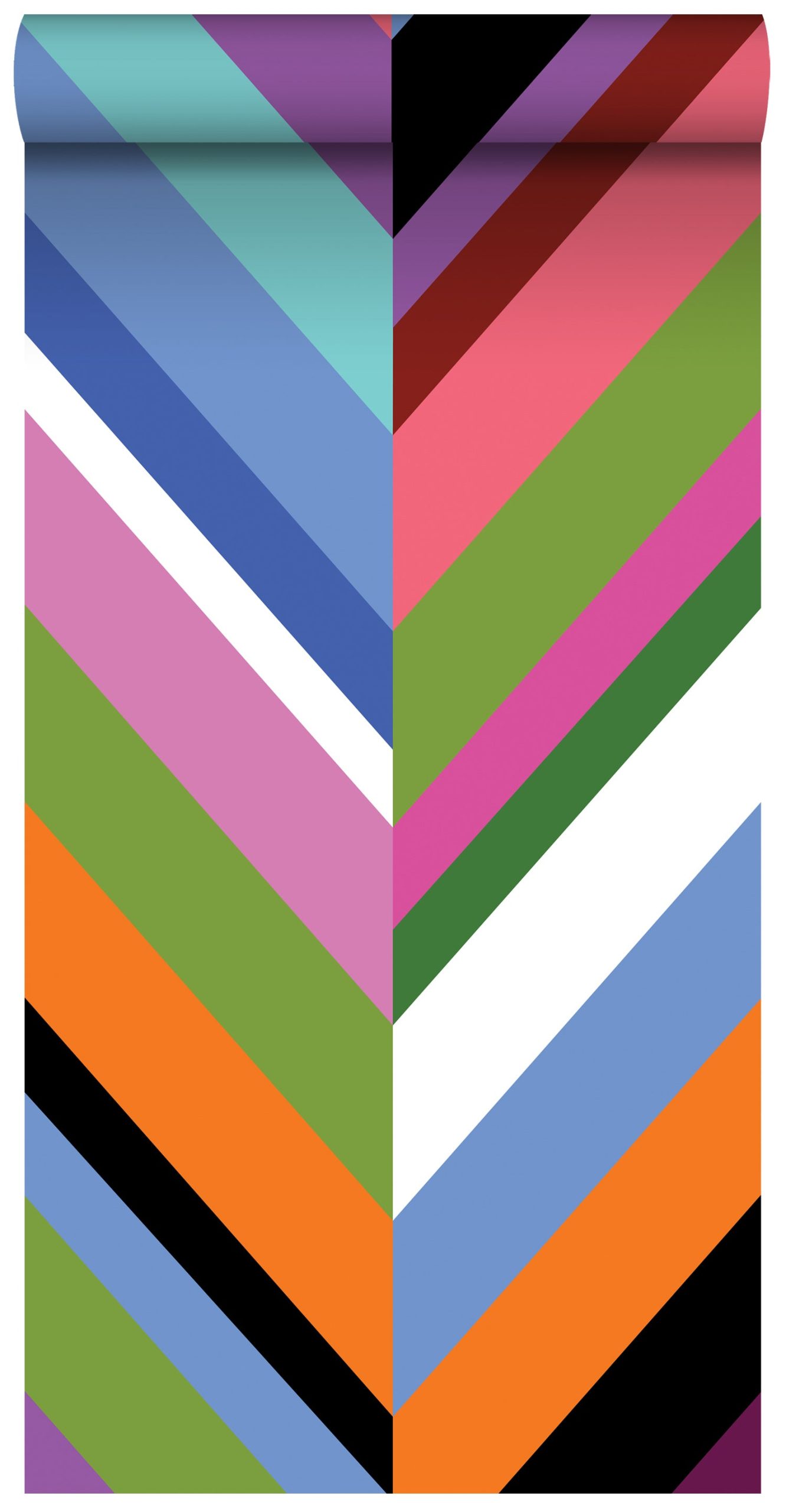 ESTAhome XXL behang zigzag motief groen, roze, paars en blauw - 50 x 9