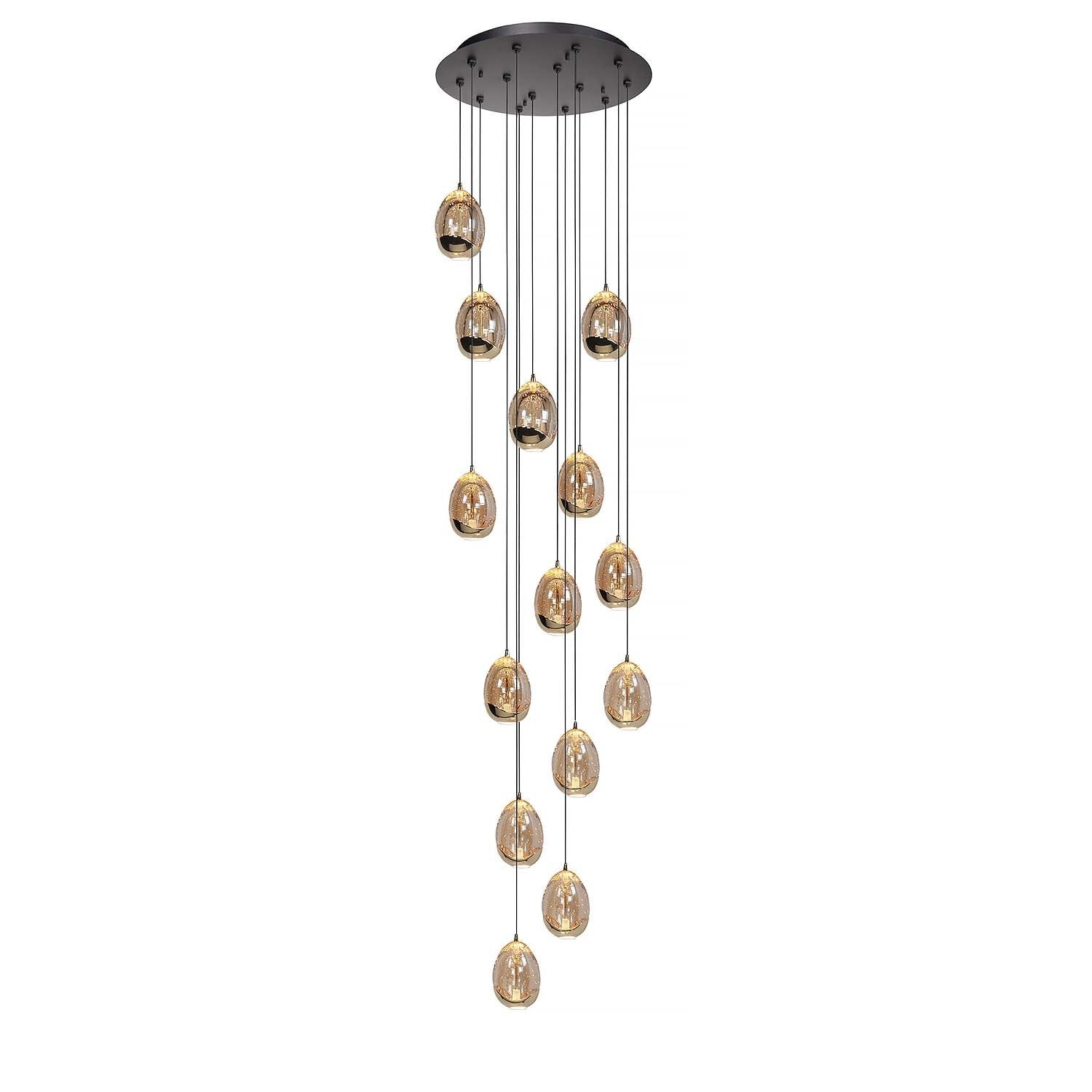 Highlight hanglamp Golden - 14 lichts - 50 x 350 cm - amber zwart
