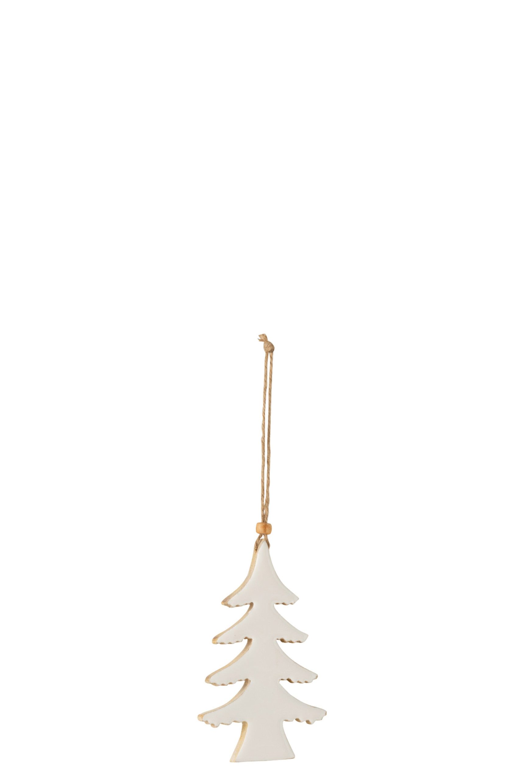 J-Line hanger Kerstboom - hout - wit - large - 4 stuks