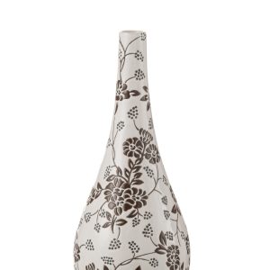 J-Line vaas Zen Peer – porselein – wit/zwart – 43 cm hoog