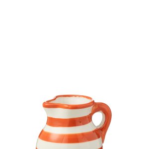 J-Line kruik Granada Stripes – keramiek – wit/oranje – small J-Line kruik Granada Stripes – keramiek – wit/oranje – small