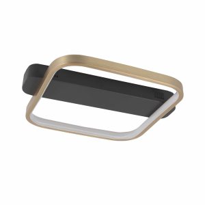 Highlight plafondlamp Ascona – 1 lichts – 36 x 6 cm – zwart – mat goud