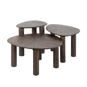 Giga Meubel Salontafel Maya – Donkerbruin Hout – Set van 3 – 76x61x38c