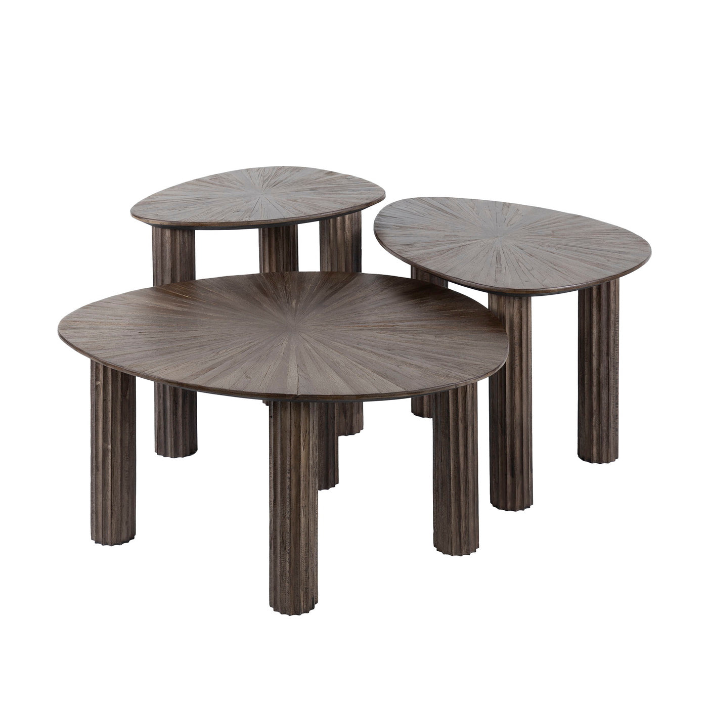 Giga Meubel Salontafel Maya - Donkerbruin Hout - Set van 3 - 76x61x38c
