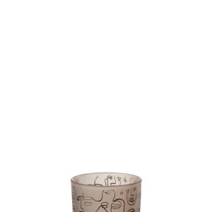 J-Line windlicht Happy Faces – glas – beige – small – 2 stuks J-Line windlicht Happy Faces – glas – beige – small – 2 stuks