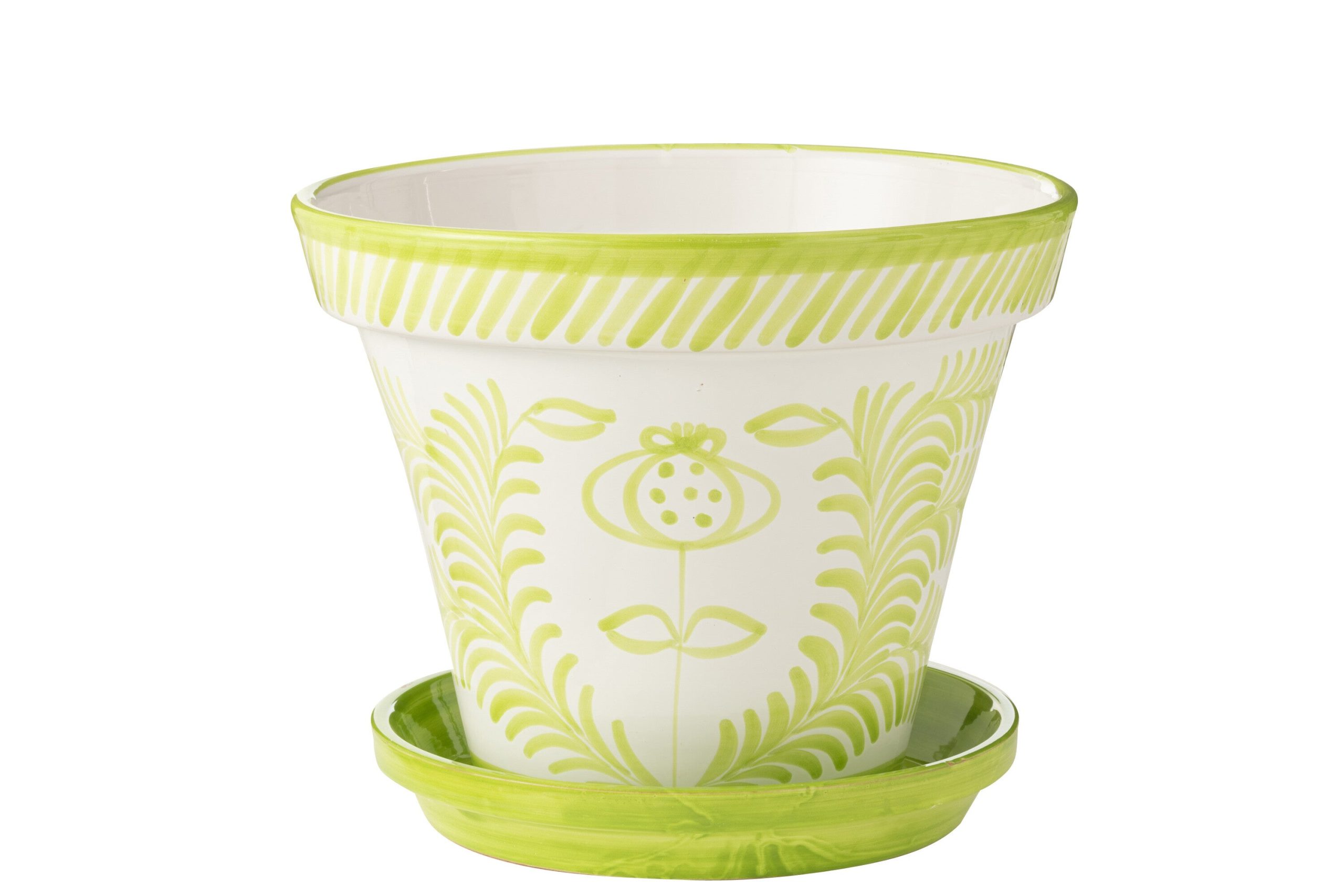 J-Line bloempot Granada Handmade + Painted - keramiek - groen - extra