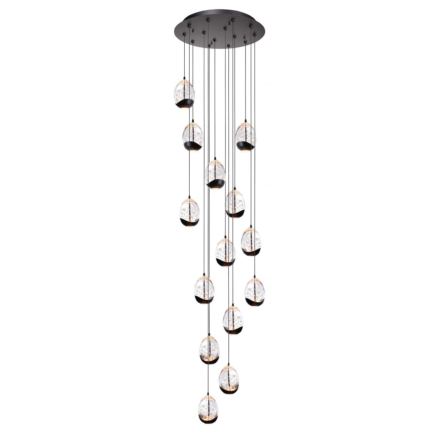 Highlight hanglamp Clear - 14 lichts - 50 x 350 cm - helder zwart