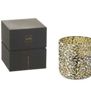 J-Line geurkaars Tea & Herbs – glas – groen – medium – 70U