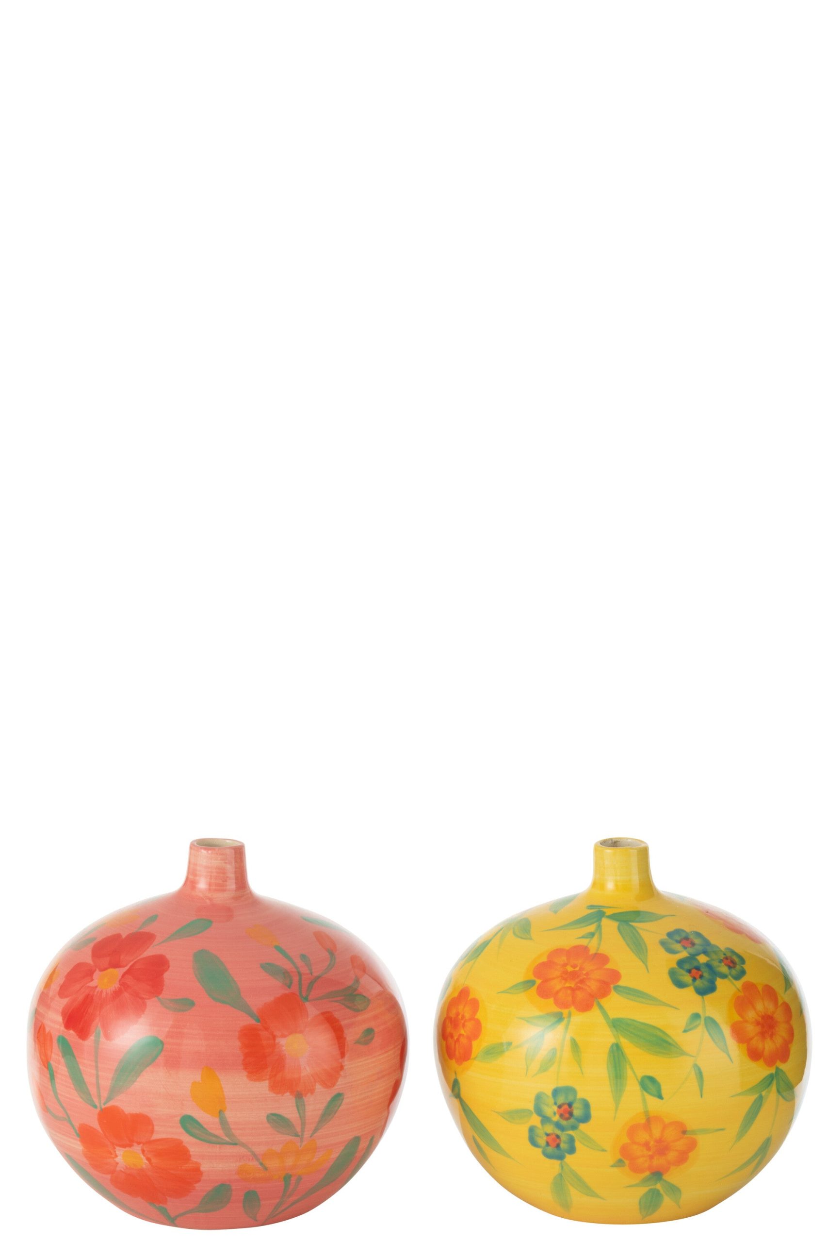 J-Line vaas Jug Alegria - keramiek - mix - 2 stuks - Ø 21 cm