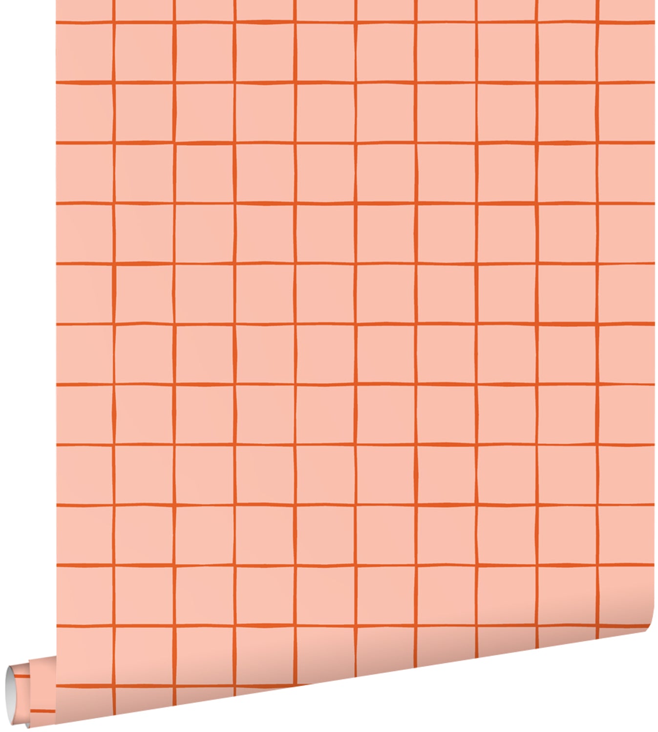 ESTAhome behang geblokt motief perzik roze - 0.53 x 10.05 m - 131596