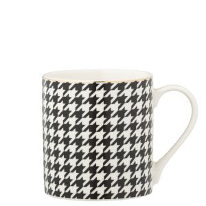 J-Line mok Pied-Poule – porselein – wit/zwart