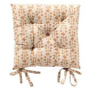 FRANCINE – stoelkussen 40×40 cm – bladmotief – met striklinten – Dusty FRANCINE – stoelkussen 40×40 cm – bladmotief – met striklinten – Dusty