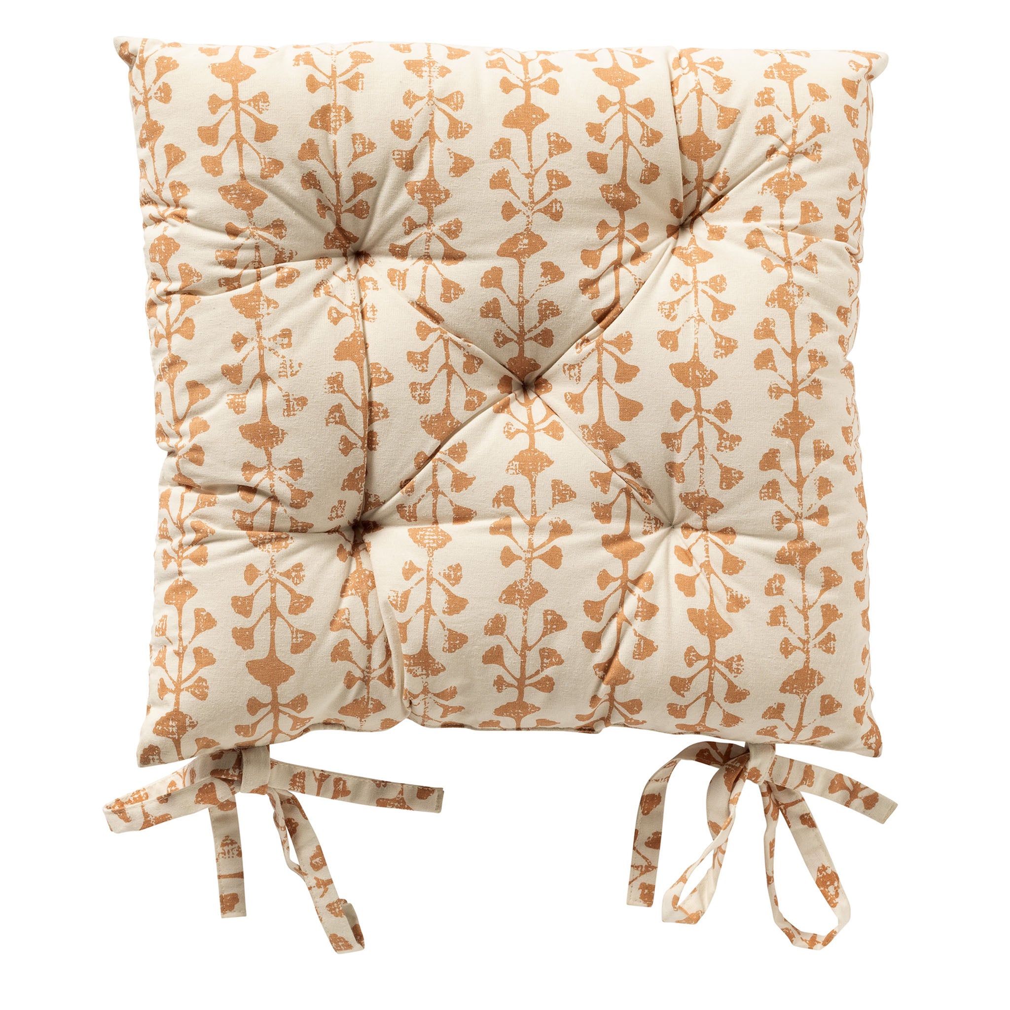 FRANCINE - stoelkussen 40x40 cm - bladmotief - met striklinten - Dusty