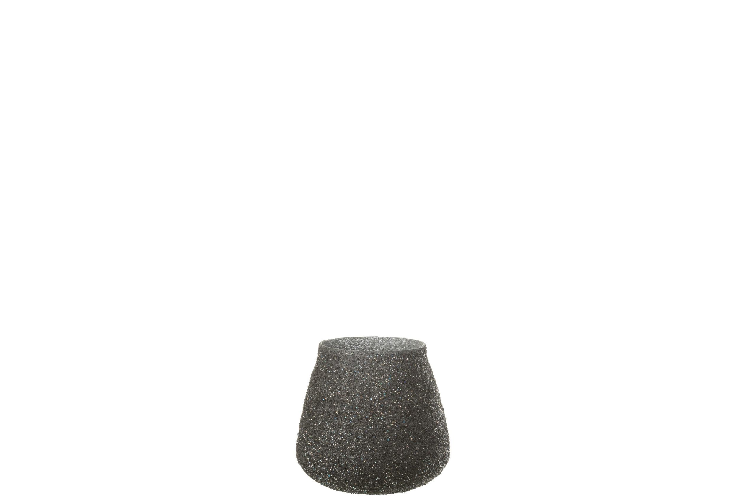 J-Line windlicht Glitter - glas - paars - small - 2 stuks