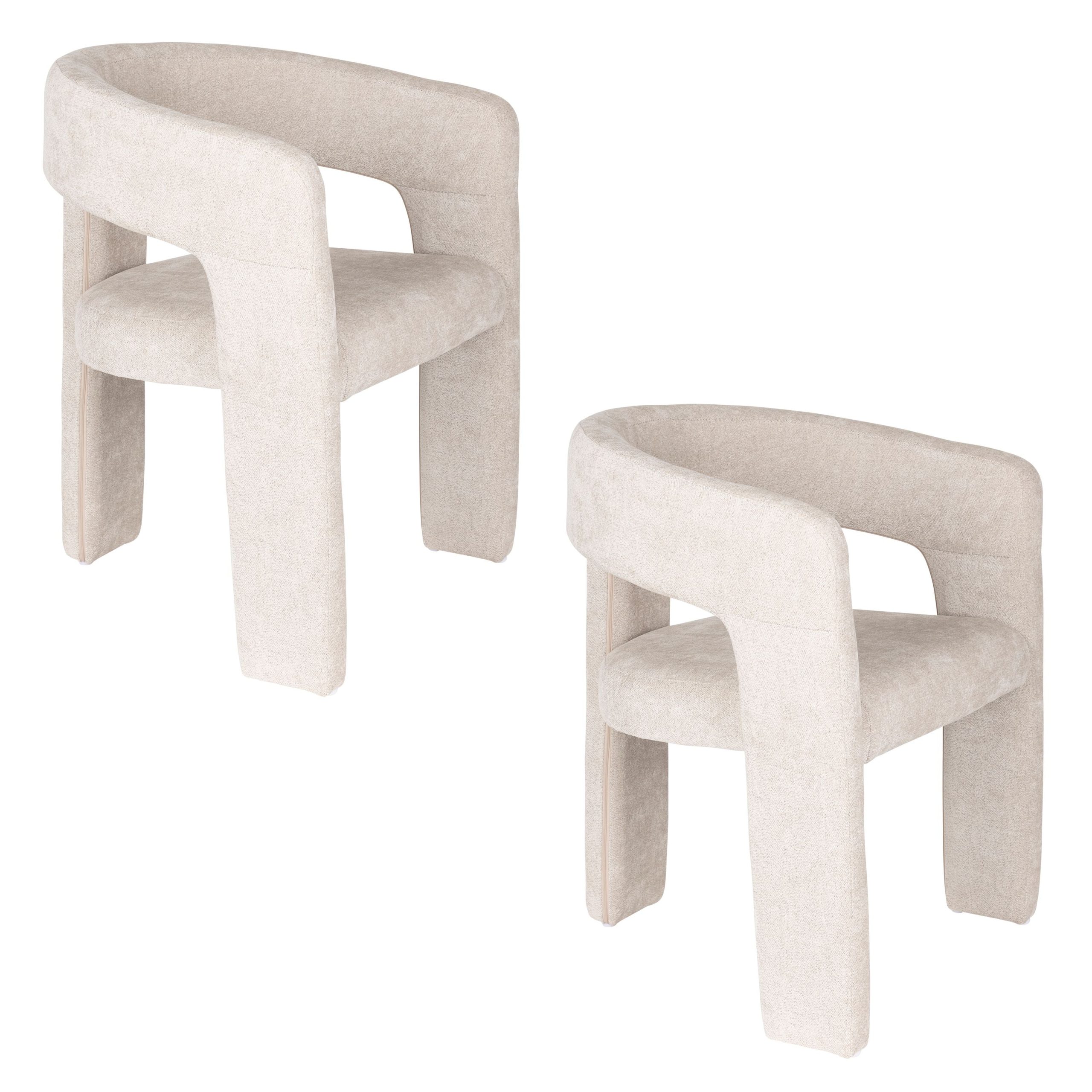 Housecraft Living Valentin Eetkamerstoelen Armleuning Beige - Set van