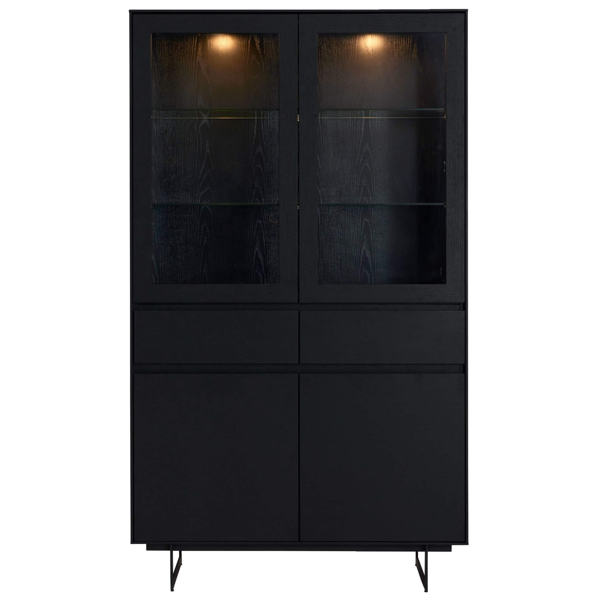Furnhouse vitrinekast Tokyo - Zwart - MDF, zwart eikenfineer - 45x110x